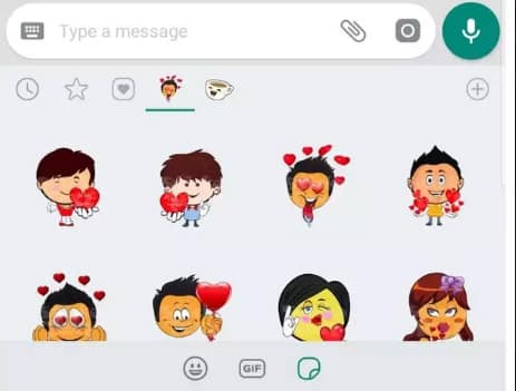 Love sticker on WhatsApp