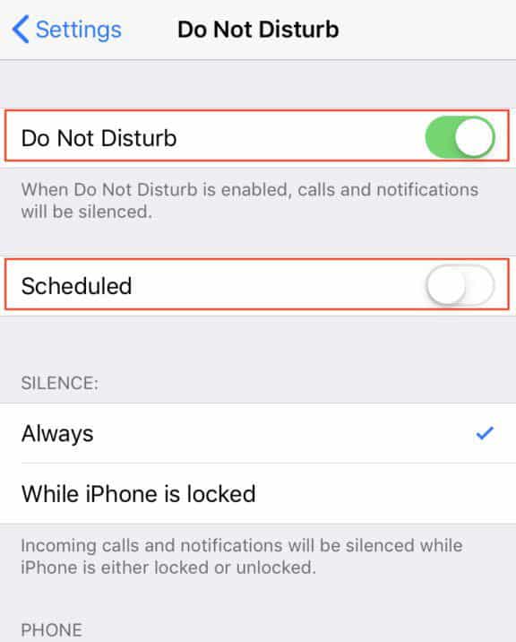 Do Not Disturb At Bedtime Feature
