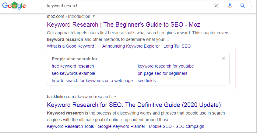  “People also search for” box