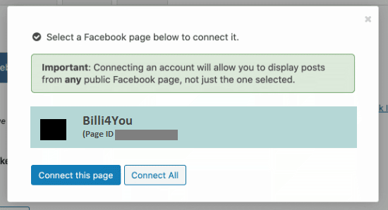 Connect this page’ button