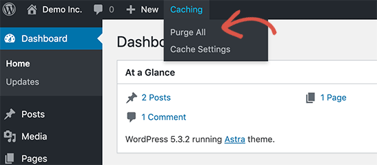 clear bluehost cache
