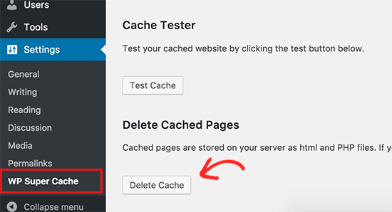 wsc delete cache